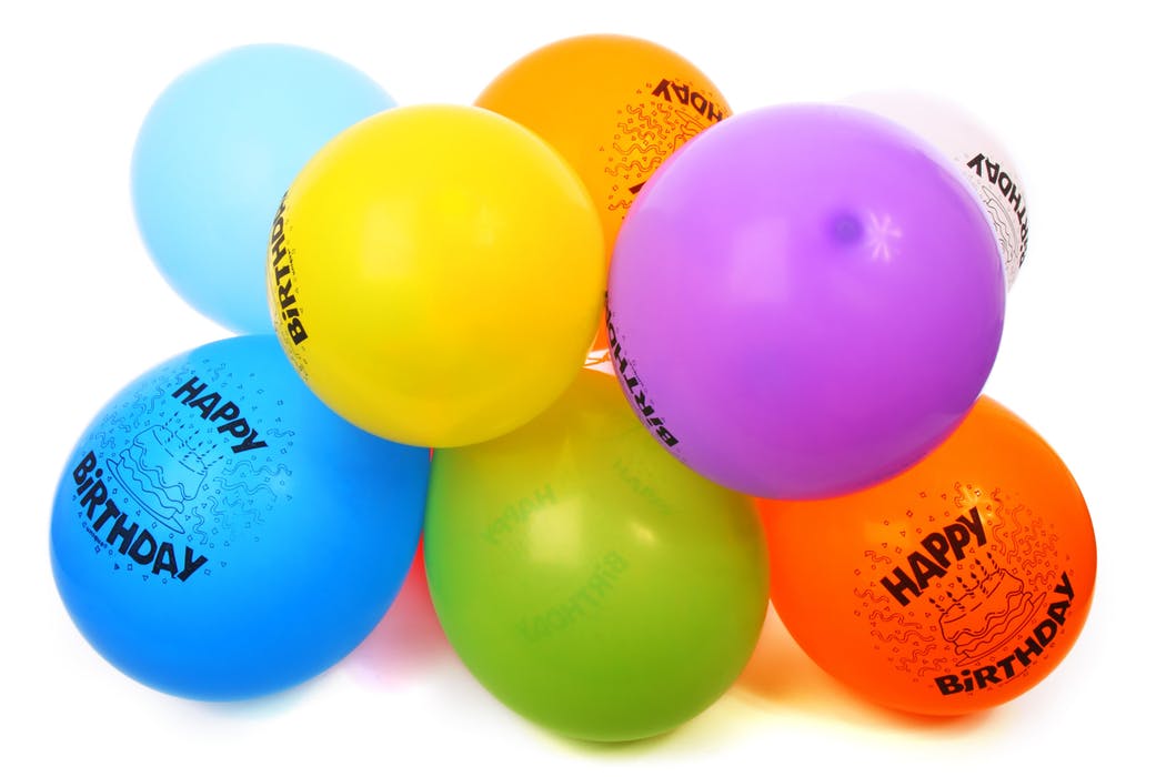 balloons with happy birthday prints